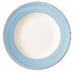 Тарелка Bahamas 2 круглая, борт голубой D=270 мм., плоская, фарфор RAK BAFP27D54