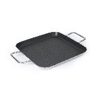 Сковорода-гриль квадратная 240х240 мм нержавеющая сталь, антипригарное покрытие, с двумя ручками, индукция, Luxstahl