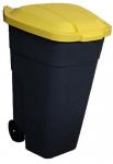 Бак для мусора 110 л с желтой крышкой, на колесах /1/ N Plast Team PT9990ЖТ-1