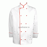 Куртка поварская с окант. 64разм.; твил; белый,красный POV 