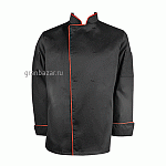 Куртка поварская с окант.42-44разм.; твил; черный,красный POV 