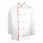 Куртка поварская с окант. 44разм.; твил; белый,красный POV 