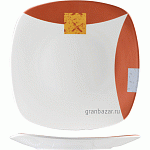 Тарелка квадратная «Зен»; фарфор; H=3,L=28,B=28см; белый,оранжев. Steelite 9401 C082