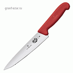 Нож поварской; сталь,полипроп.; L=38/25.3,B=5.2см; красный,металлич. Victorinox 5.2001.25
