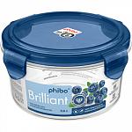 Контейнер для продуктов "Бриллиант" с герметичной крышкой; тритан; 0,6 л; D=140, H=77 мм; прозр., синий Restola 431199517