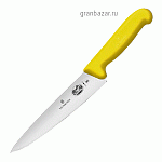 Нож поварской; сталь,полипроп.; L=38/25.3,B=5.2см; желт.,металлич. Victorinox 5.2008.25