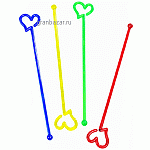 Мешалка «Сердечки»; пластик; H=17.8,L=18см; разноцветн. IMS 302316  50шт.