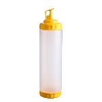 Емкость для соуса 750 мл. d=70 мм. h=270 мм. с 2 крышками, широкая прозрачная, крышки желтые Gastroplast /1/96/