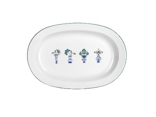 Блюдо овальное Vaso Piccolo 310 мм, кант зеленый, Porland DS12
