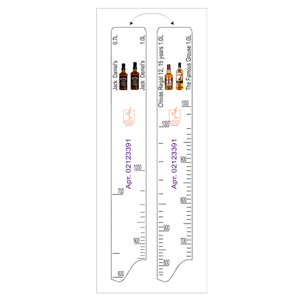 Линейка барная «Jack Daniel's» 0,7, 1 л, «Chivas Regal», «The Famous Grouse» 1 л пластик, L=280, B=20 мм STEK