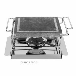 Камень д/подачи горячих блюд;  нат.камень; сталь; H=12,L=19/27,B=19см; зелен.,металлич. Paderno 41315-02