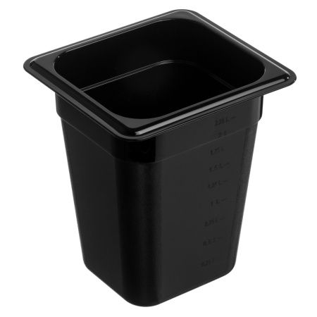 Гастроемкость 1/6 h=200 мм. 176х162 мм. 2,7 л. поликарб. черная Gastroplast /1/36/