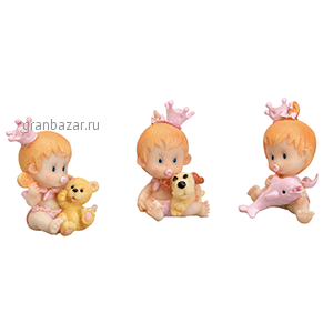 Фигурка ребенка в розовом с игрушкой д/торта; H=46мм MATFER 872042