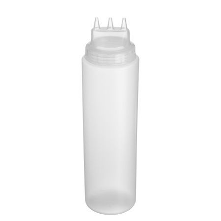 Емкость для соуса 1000 мл. d=75 мм. h=290 мм. 3 носика, широкая прозрачная Gastroplast /1/96/