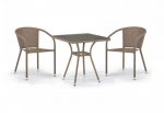 Комплект плетеной мебели для кафе T282BNT/Y137C-W56 Light Brown 2Pcs