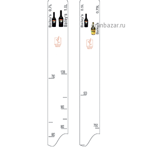 Линейка «Бейлис 0.5,0.7,0.75,1л» пластик; L=28,B=2см; белый STEK