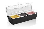 Контейнер для фруктов, специй и соусов Gastroplast 3 отд. по 0,85 л. черный, пластик. /1/12/ GSE-03