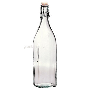 Бутылка «Свинг» с пробкой;стекло,пластик;1л;D=90,H=315,L=75,B=75мм;прозр.,разноцветн. Bormioli Rocco 314720MEH121990