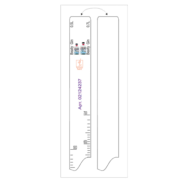 Линейка барная «Beatly Gin» 0,5, 0,7 л пластик, L=280, B=20 мм белый STEK