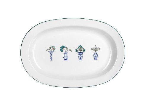 Блюдо овальное Vaso Piccolo 350 мм, кант зеленый, Porland DS12