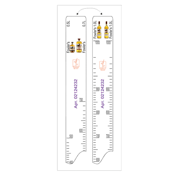 Линейка барная «Fowler's» 0,5, 0,7, 1 л пластик, L=280, B=20 мм белый STEK