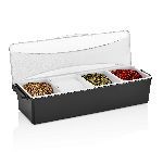 Контейнер для фруктов, специй и соусов Gastroplast 4 отд. по 0,6 л. черный, пластик. /1/12/ GSE-04