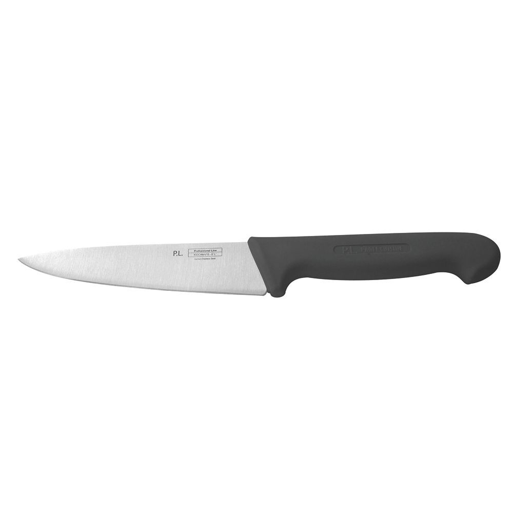 Нож PRO-Line для нарезки 160 мм, черная пластиковая ручка, P.L. Proff Cuisine KB-3801-160-BK201-RE-PL