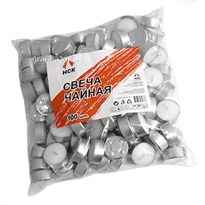 Свечи «Таблетки» (100шт); воск,алюмин.; D=4,H=4,L=30,B=30см; белый HCK 