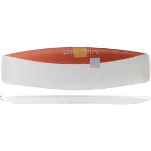 Блюдо «Зен»; фарфор; H=2,L=36,B=11см; белый,оранжев. Steelite 9401 C085