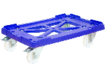 Тележка 600х400 на 2 колеса с тормозом, синяя