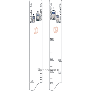 Линейка «Абсолют 0.5,0.7,0.75,1л»; пластик; L=28,B=2см; белый STEK