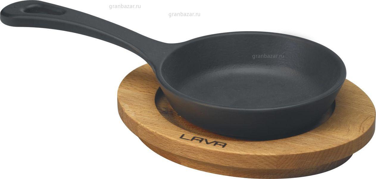 Сковорода-мини d=120 мм на дерев. подставке, чугун, черная LAVA LV ECO Y STV 12 K4