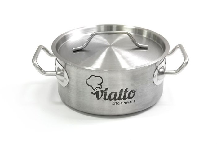 Кастрюля нерж с тройным дном 200х90мм объем 3L с дв.ручками, VIATTO 101341