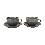 Набор чайных пар Сизонс 340 мл, темно-серый (4 предмета) Porland POR0022