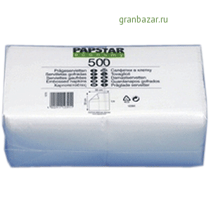 Салфетки 1-слойные 33*33см; бум. салфет.; H=14.5,L=34,B=16см; белый Pap Star 12391 500шт.