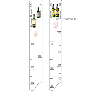 Линейка «Джеймсон 0.5,0.7,1л 12лет» пластик; L=28,B=2см; белый STEK 1006