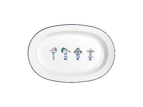 Блюдо овальное Vaso Piccolo 310 мм, кант синий, Porland DS12