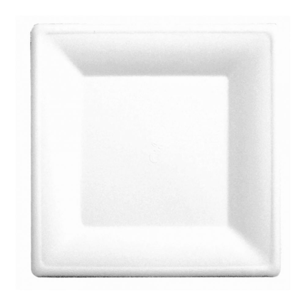 Тарелка квадратная Bionic 262х262х14 мм, белая, 50 шт, сахарный тростник, Garcia de Pou 126.00