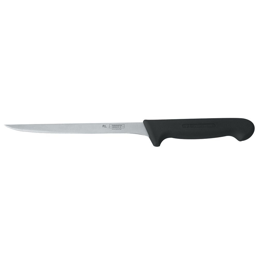Нож PRO-Line филейный 200 мм, черная пластиковая ручка, P.L. Proff Cuisine KB-3808-200-BK201-RE