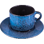 Пара чайная «Млечный путь голубой»; фарфор; 200мл; D=15, 5/17см; голуб., черный Борисовская Керамика ФРФ88802364