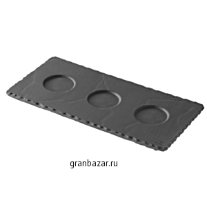 Блюдо с 3-мя выемк. «Базальт»; керамика; D=40,L=250,B=117мм; черный,матовый REVOL 640698