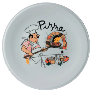 Блюдо д/пиццы с рисунком «Барилла»; фарфор; D=31,H=2см; белый,роспись Lubiana 1643 d 1290