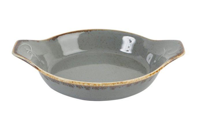 Форма для запекания Seasons DARK GREY d 170 мм h 40 мм (L c ручками 220 мм) фарфор цвет темно-серый Porland 602922 темно-серый