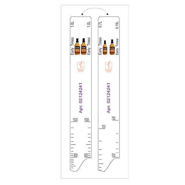 Линейка барная «Early Times» 0,7, 0,75, 1 л пластик, L=280, B=20 мм белый STEK