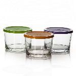 Банка с крышкой д/специй "Бейзик" (3шт); стекло, пластик; 220мл; D=80, H=60 мм; Pasabahce 98740/b