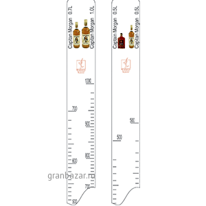 Линейка «Капитан Морган 0.5,0.7,1л» пластик; L=28,B=2см; белый STEK
