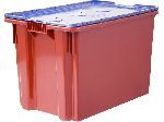 Ящик сплошной 600х400х415 мм, объем 75 л., красный с синей крышкой