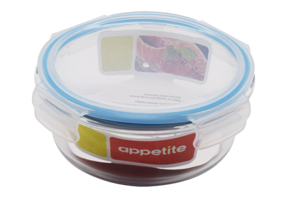 Контейнер стекл круг 950мл син Appetite