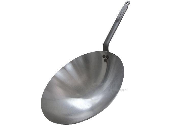 Сковорода Wok d=355 мм белая сталь (индукция) De Buyer 5114.35