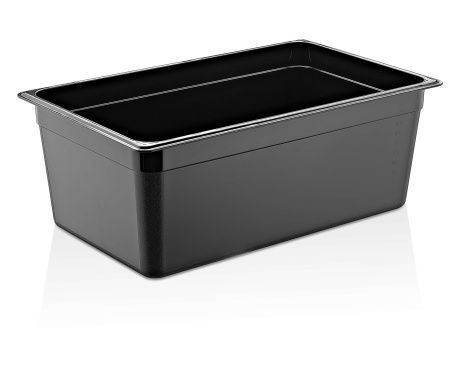 Гастроемкость 1/1 h=200 мм. 530х325 мм. 24 л. п/п черная Gastroplast /1/6/